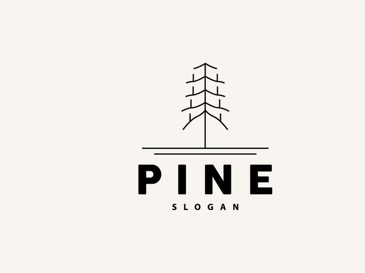 Pine Tree Logo, Luxurious Elegant Simple Design