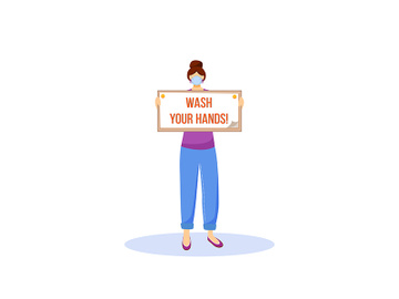 Wash your hands flat color vector faceless character preview picture