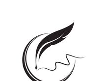 Feather quill design icon and logo illustration classic stationery