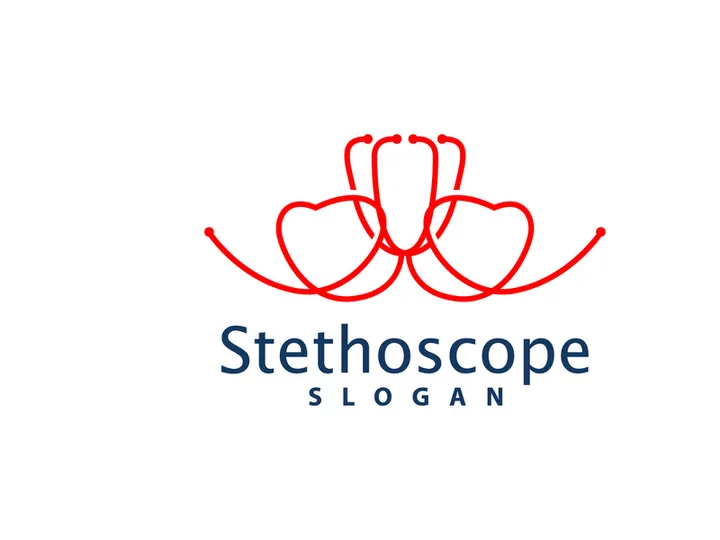 Stethoscope Logo, Simple Line Model Health Care Logo Design