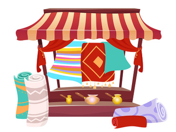 Bazaar trade awning with handmade carpets cartoon vector illustration preview picture