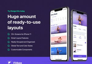 Fitbox - Workouts & Meal Planner UI Kit for Adobe XD