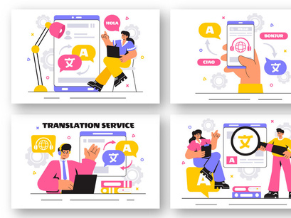 12 Language Translation Service Illustration