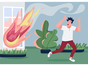 House fire flat color vector illustration preview picture