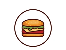 Burger logo illustration, restaurant emblem, cafe, burger and factory label, fast food, vector