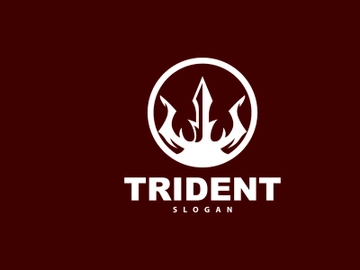 Neptune Poseidon Trident Logo, Spear Simple Vintage Template Design preview picture