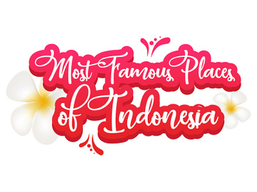 Most famous places of Indonesia flat poster vector template preview picture