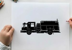 Silhouette of a fire truck vehicle emergency response