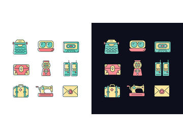 Vintage-inspired style light and dark theme RGB color icons set preview picture