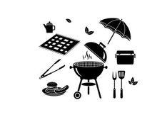 Barbecue Grill and Picnic Set Vector Illustration