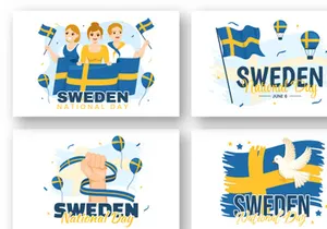 14 Sweden National Day Vector Illustration