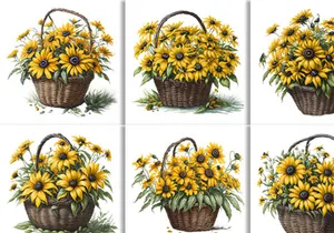 Watercolor Flower Basket Design