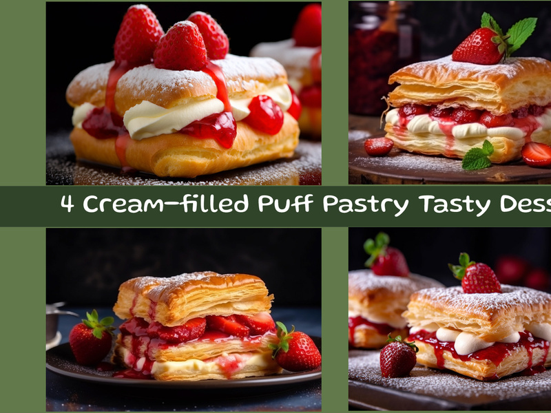 Cream-filled Puff Pastry Tasty Dessert