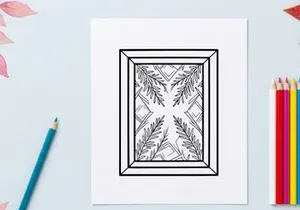 Christmas pine branch sketch in a picture frame for holiday greeting card design