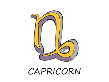 Capricorn zodiac sign flat cartoon vector illustration preview picture