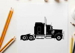 Silhouette of a semi truck with trailer
