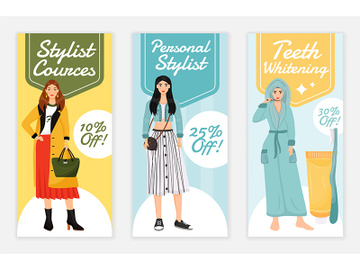 Beauty and fashion courses flyers flat vector templates set preview picture