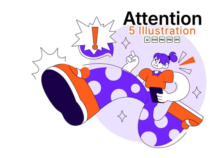 5 Attention Vector Illustration