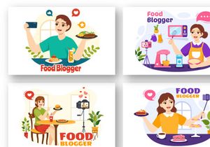 13 Food Blogger Vector Illustration