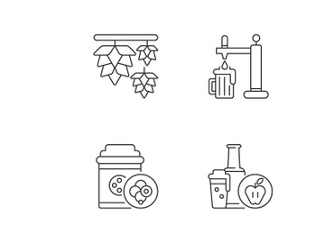 Beer drink pixel perfect linear icons set preview picture