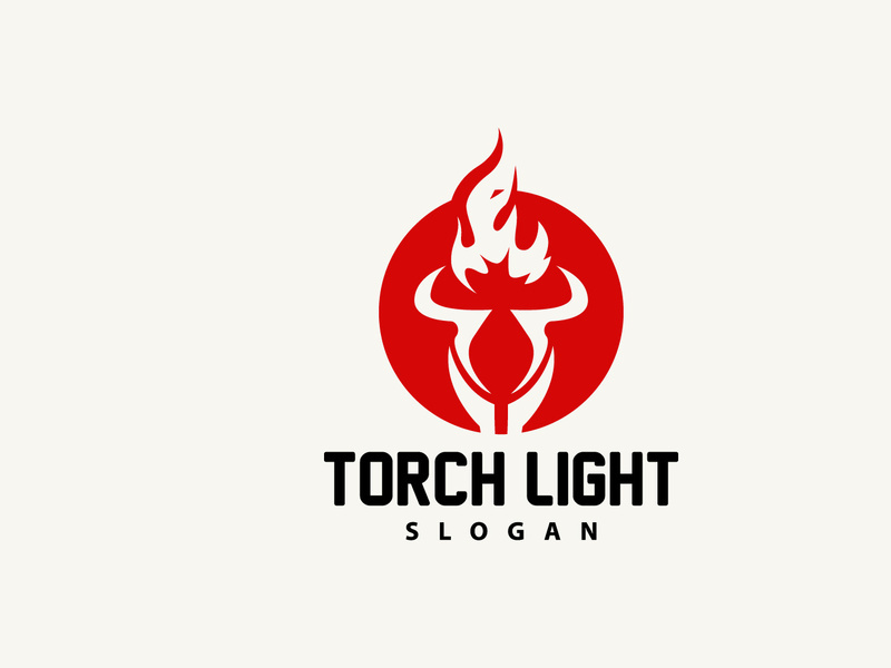 Torch Logo, Olympic Flame Vector, Simple Minimalist Design