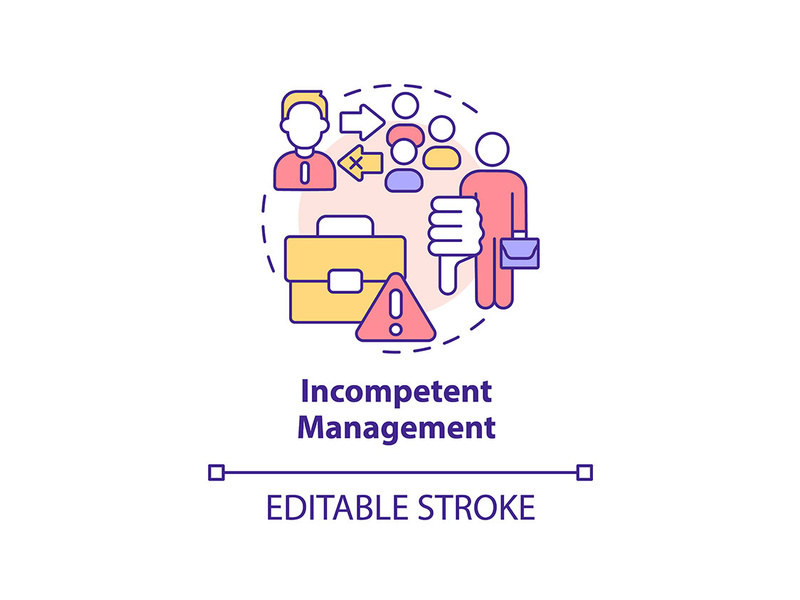Incompetent management concept icon