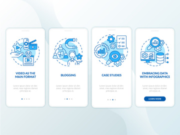 Content marketing trends blue onboarding mobile app screen preview picture