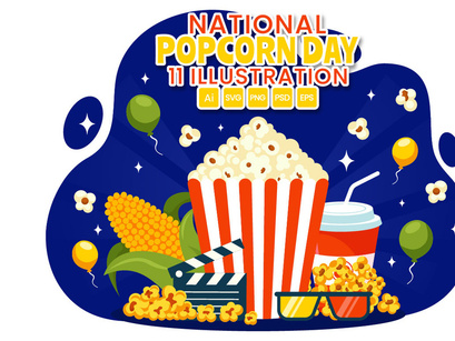 11 National Popcorn Day Illustration