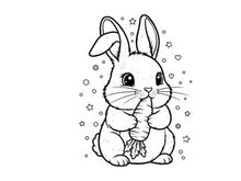 Cute bunny hugging paws vector illustration flat design