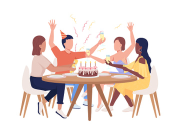 Birthday party semi flat color vector characters preview picture