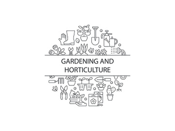Gardening abstract linear concept layout with headline preview picture