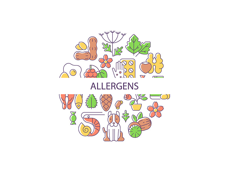 Allergens abstract color concept layout with headline