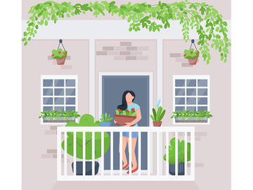Balcony garden flat color vector illustration preview picture