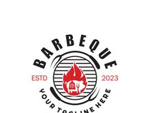 Simple Barbecue Vintage hot grill, with crossed flames and spatula. Logo for restaurant, badge, cafe and bar.vector