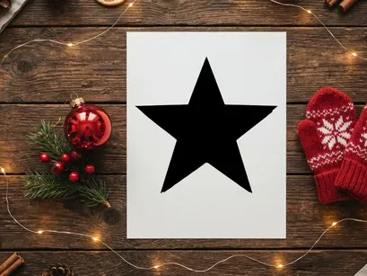 Forma de estrella negra aislada sobre fondo blanco para diseño festivo y decoración navideña