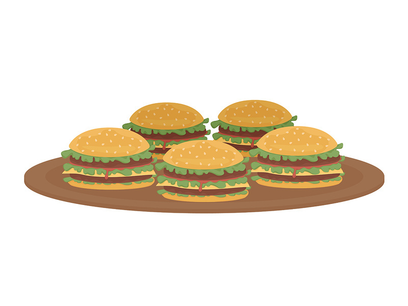 Burgers semi flat color vector object