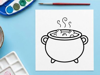 Steaming hot soup pot with rising vapor on stove. Classic cooking cauldron filled with delicious broth for meal preparation.