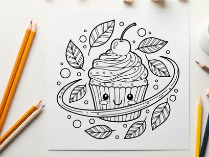 Cute cupcake with cherry vector illustration flat design