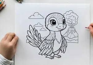 Cute baby bird hatching with dandelion vector illustration
