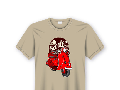 Red scooter illustration shart Design