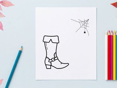 Line art illustration of a single women's ankle boot. Minimalist flat vector shoe design for fashion templates and product mockups.