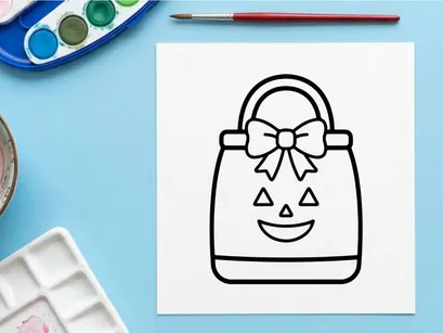 Süße Halloween-Handtasche mit lächelndem Kürbis-Gesicht. Verspielte Trick-or-Treat-Tasche mit festlichem Kürbismotiv und Schleifen-Detail.