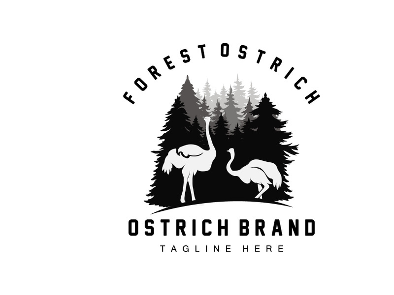 Ostrich Logo Design, Desert Animal Illustration, Living In The Forest, Vector Camel Brand Product