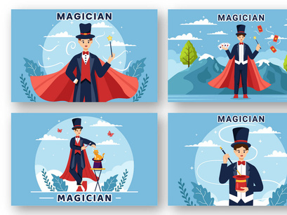 12 Magician Illusionist Illustration