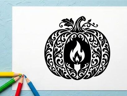 Calabaza decorativa con diseño de llamas para decoración de Halloween o otoño