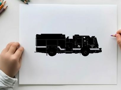 Silhouette of a fire truck vehicle emergency response