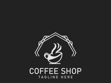 Coffee Shop logo minimalist and simple hipster with cup outline vintage style