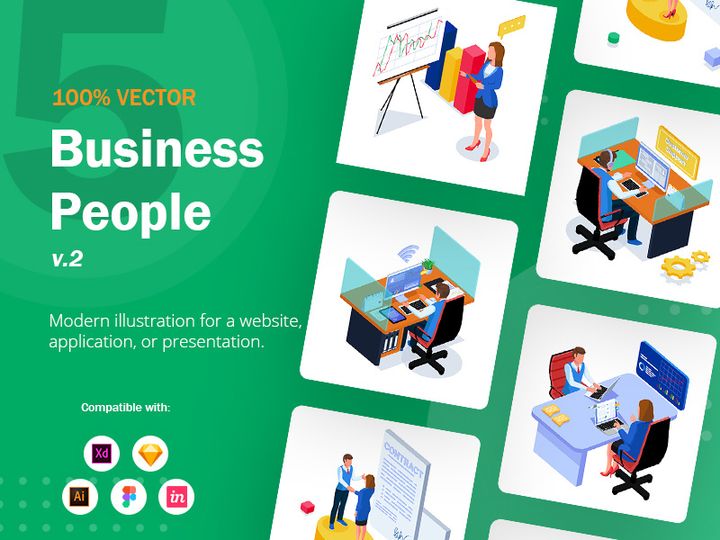 Set of Isometric Business People V2