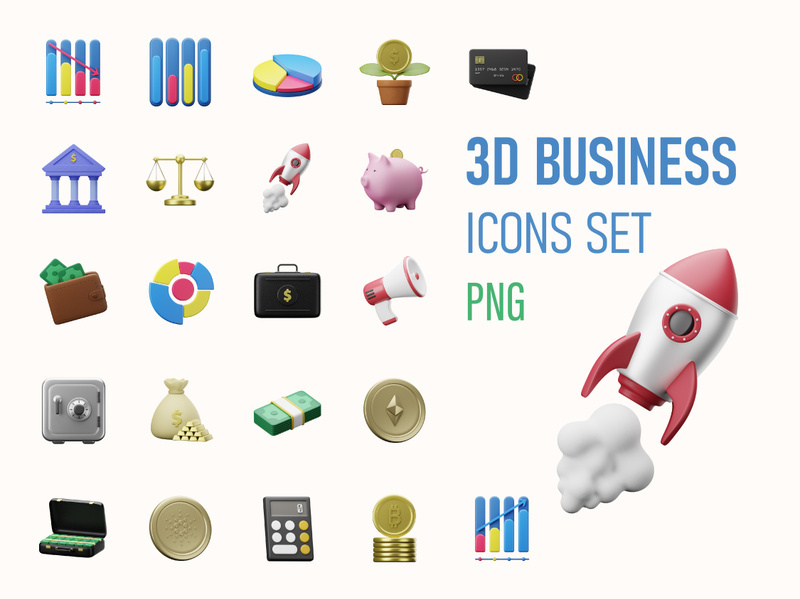 3D Business & Finance icons, 3D Rendering