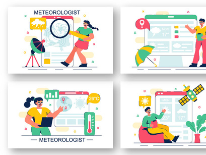 12 Meteorologist Analyzing Illustration